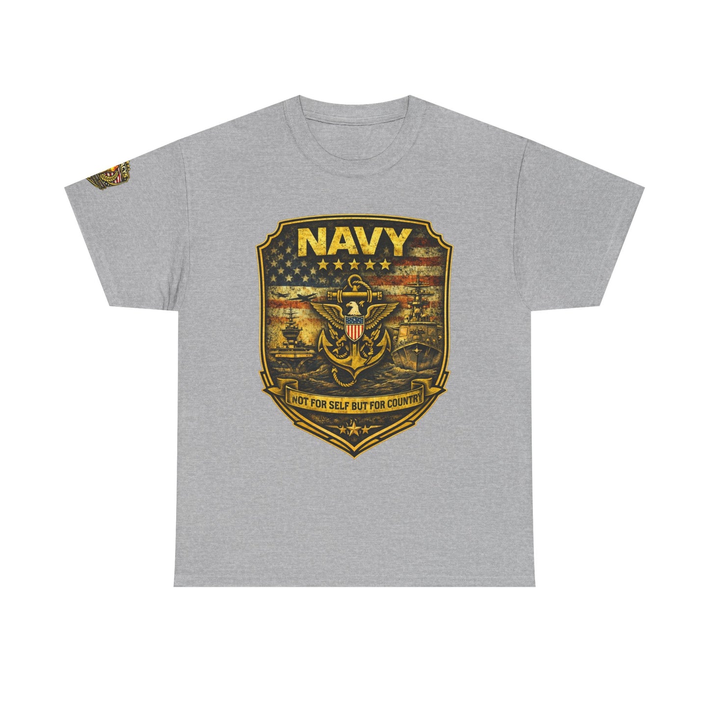 Navy Shield Graphic Tee â€” 'Not For Self But For Country' Patriotic Military w/ Legacy 5 Brand Crest