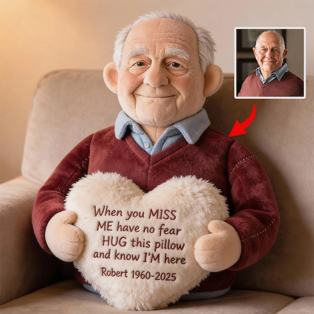 Personalized 3D Effect Memorial Hug Pillow â€“ Custom Photo Pillow with Heart Message, Sympathy Gift for Loss & Remembrance